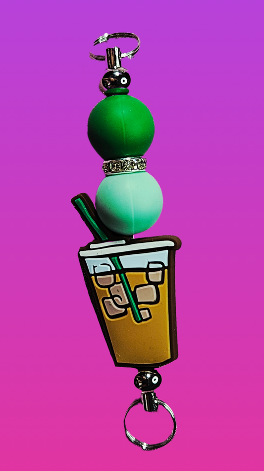 ICED COFFEE SILICONE BEAD BAR KEYCHAIN