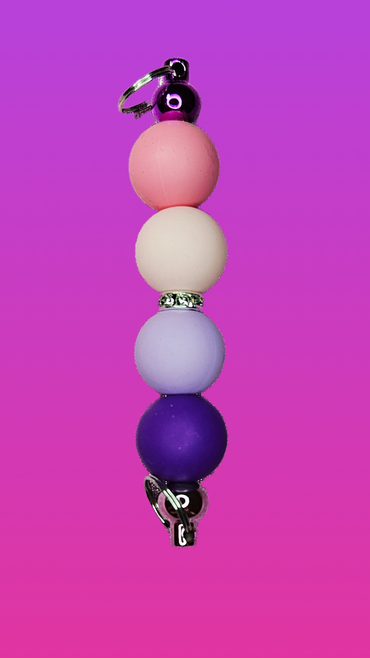 LILAC BLUSH SILICONE BEAD BAR KEYCHAIN