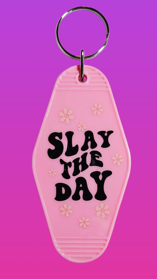 SLAY THE DAY MOTEL KEYCHAIN