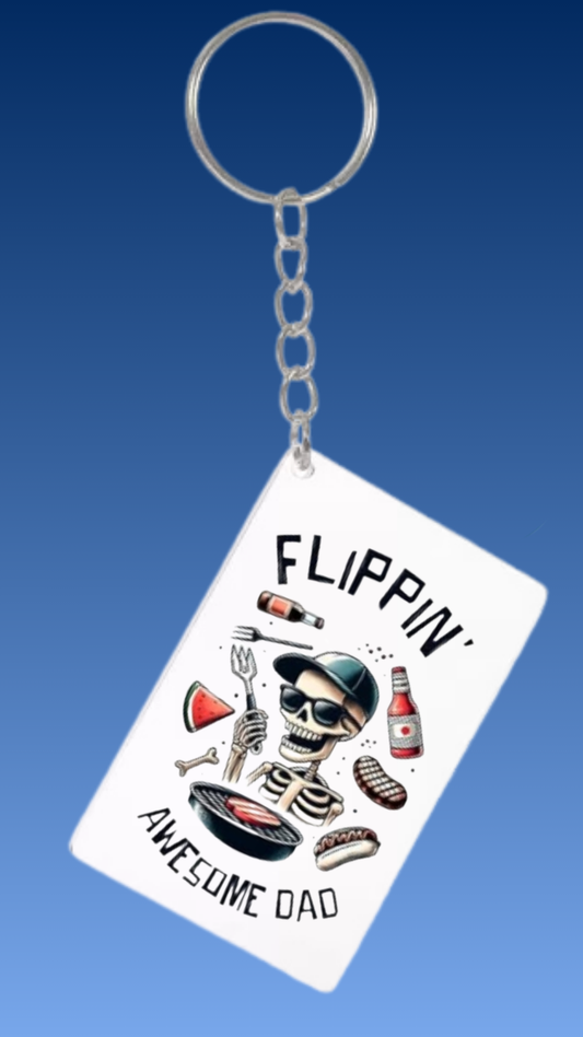 FLIPPIN AWSOME DAD RECTANGLE ACRYLIC KEYCHAIN